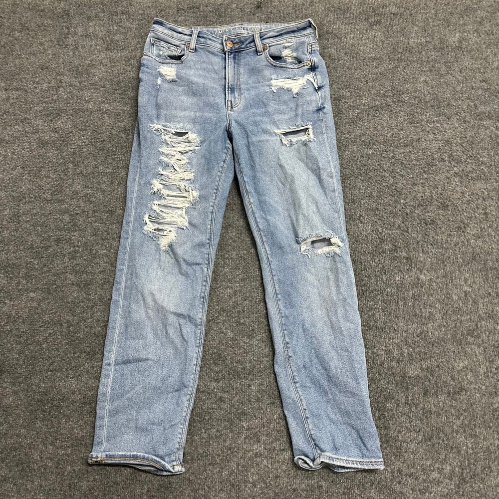 American Eagle Jeans Womens Size 6 Blue Distressed Modal Stretch Denim Pants